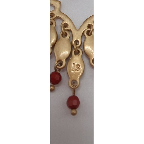 Lia Sophia Cider Gold Tone Dangle Earrings Signed - Picture 10 of 10